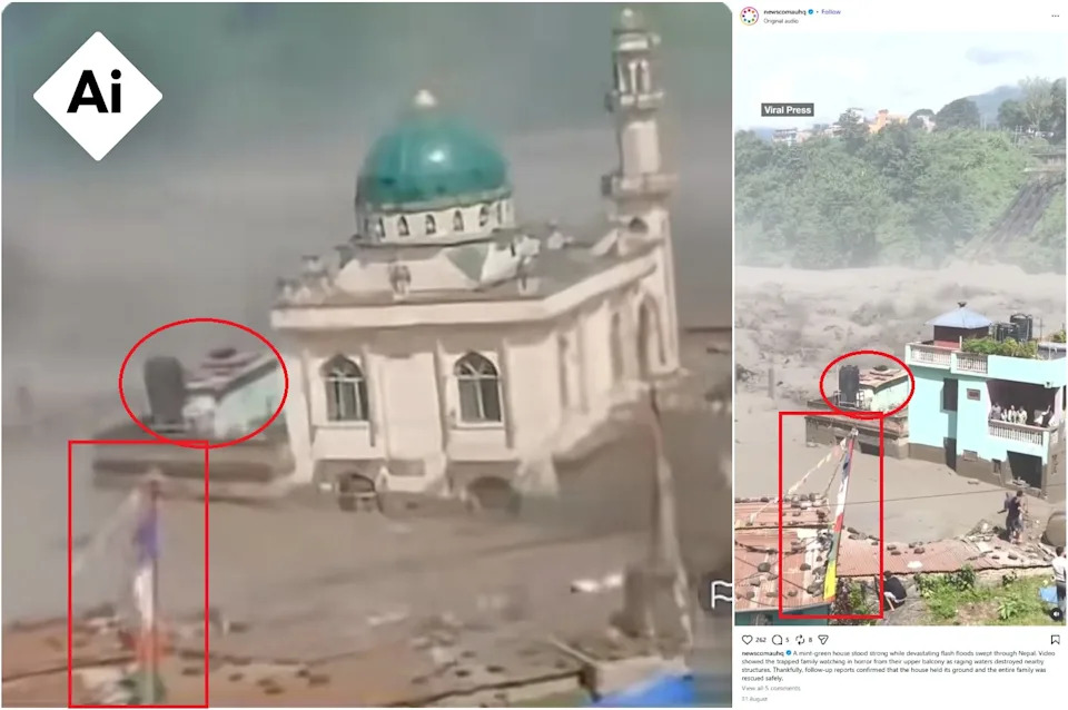 Lažni Video „Džamije“ Koja Je Preživela Poplavu U Nepalu — Manipulisan Snimkom „Čudesne Kuće“
