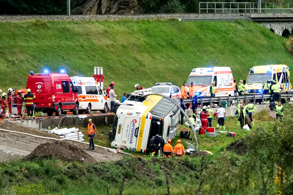 Dutch Tour Bus Overturns in Swiss Alps — Several Killed, Many Injured