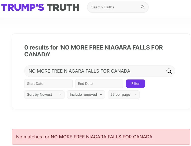 Fact Check: Viral Screenshot Falsely Shows Trump Threatening To Turn Off Niagara Falls For Canada