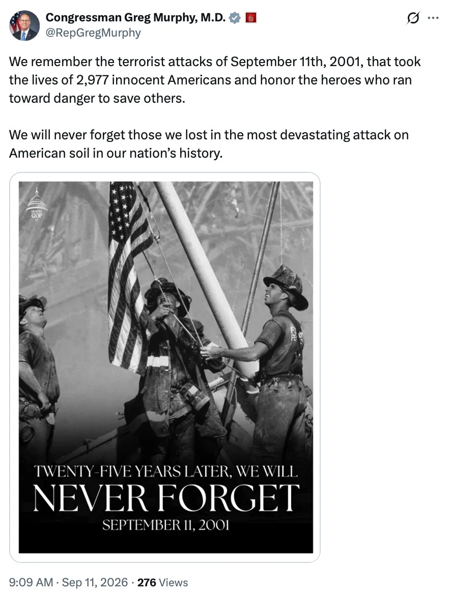 Republicans Who Voted Down 9/11 Families’ Relief Are Posting ‘Never Forget’ Messages — MeidasTouch Flags the Contrast