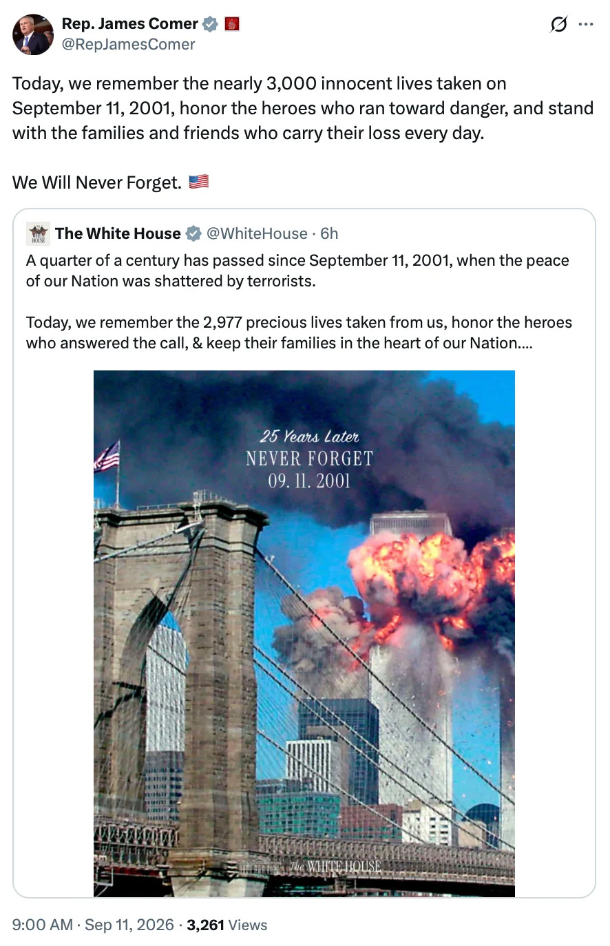 Republicans Who Voted Down 9/11 Families’ Relief Are Posting ‘Never Forget’ Messages — MeidasTouch Flags the Contrast