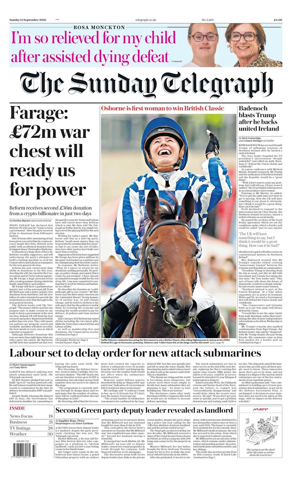 Salmond Files 'Withheld' and Reform's £72m 'War Chest' Lead Scotland's Front Pages