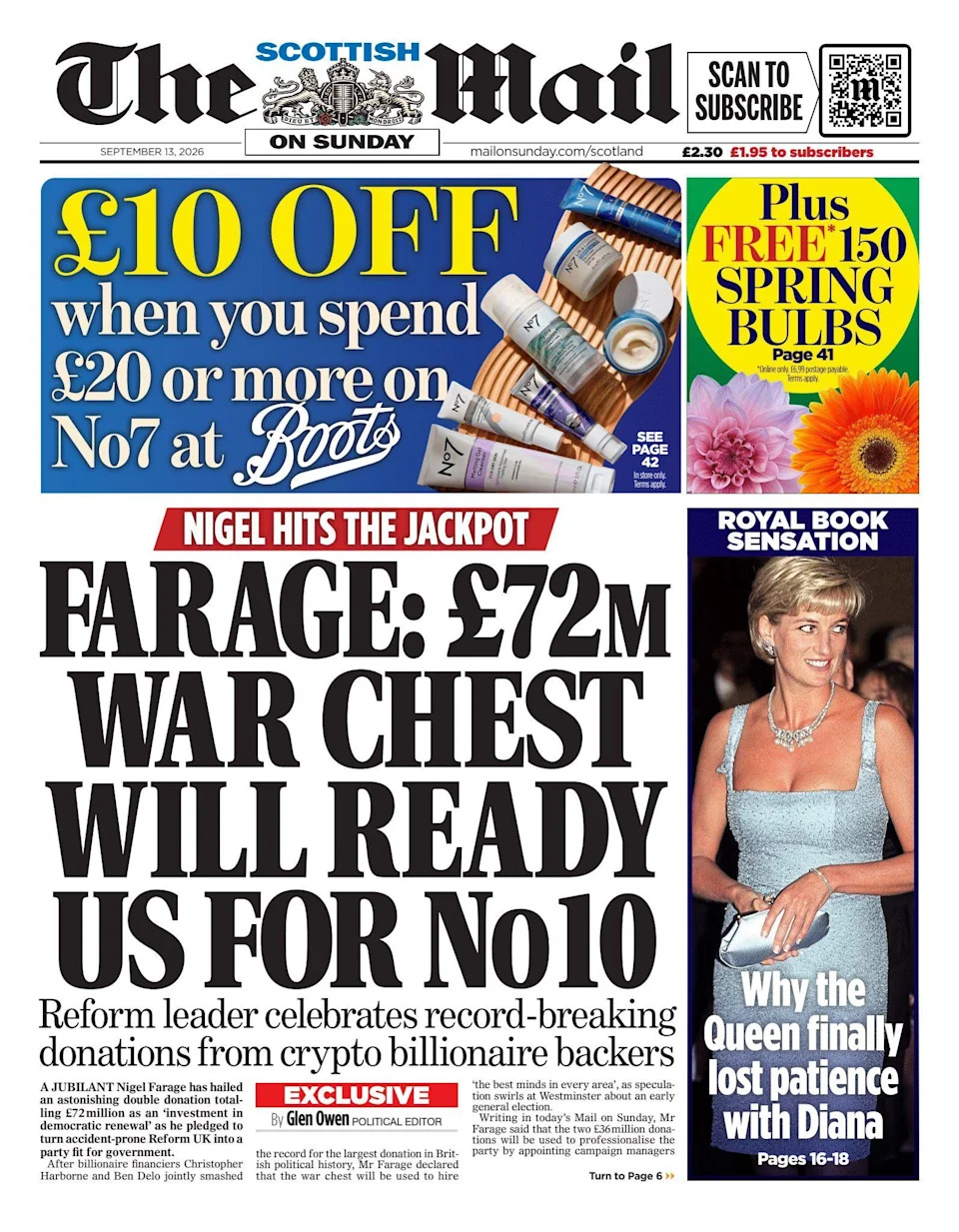 Salmond Files 'Withheld' and Reform's £72m 'War Chest' Lead Scotland's Front Pages