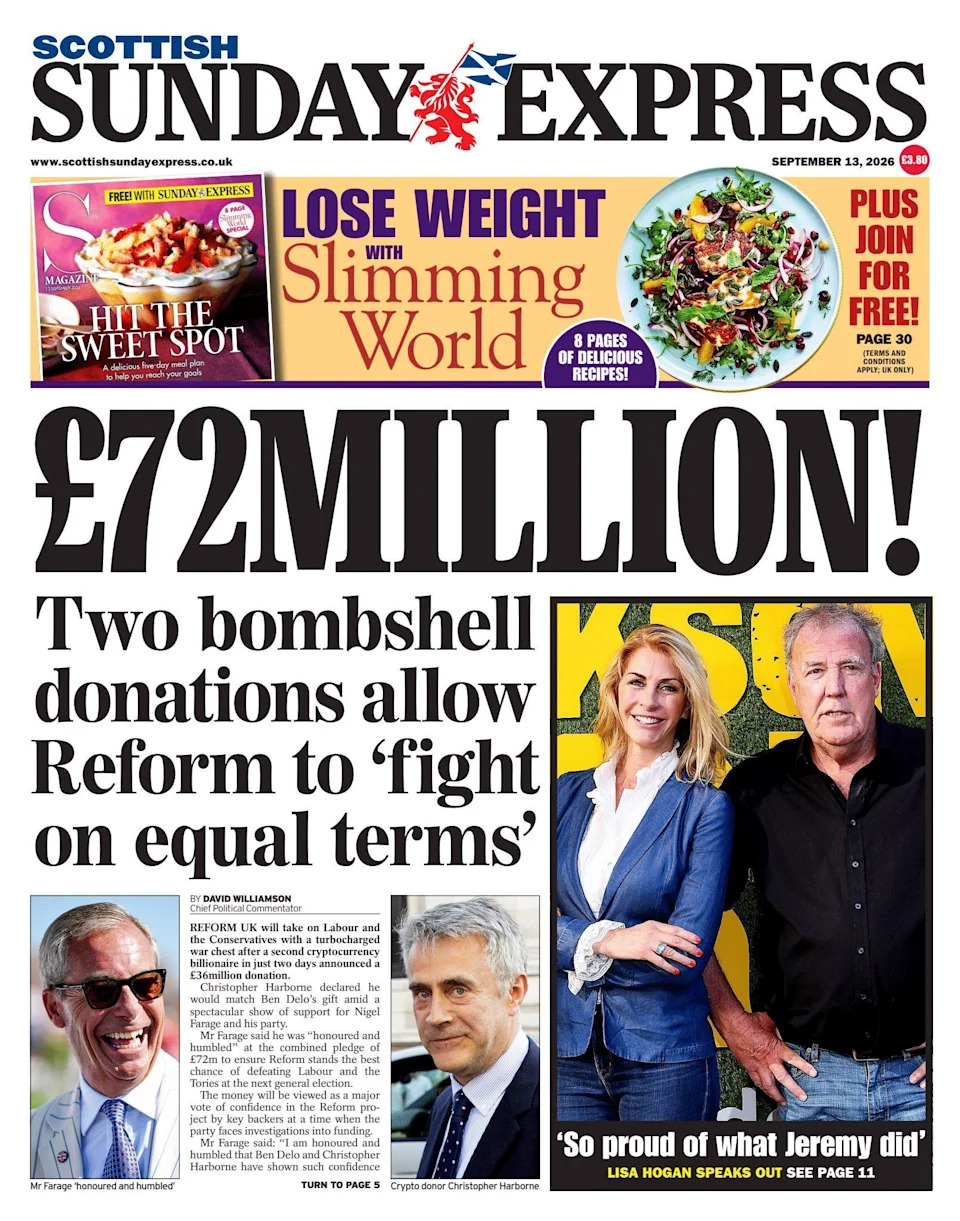 Salmond Files 'Withheld' and Reform's £72m 'War Chest' Lead Scotland's Front Pages