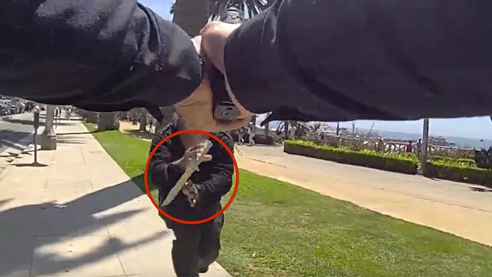 Bodycam Shows Knife-Wielding Man Charge Officer in Crowded Santa Monica Park; One Fatal Shot