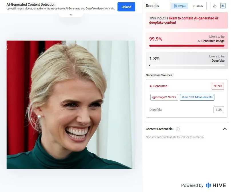 Fact Check: Viral Photo Of Natalie Harp’s Exaggerated, Toothy Grin Is AI-Altered