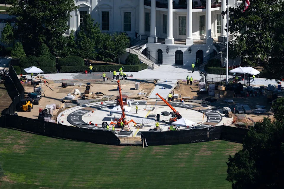 Trump Calls White House a 'Palace' After Unveiling Granite Helipad on South Lawn