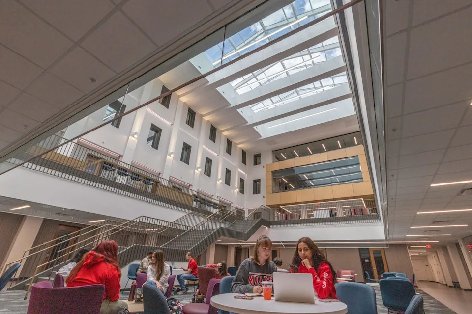 Inside Miami University's $72M Renovation of Bachelor Hall — New Atrium, TV Studio and Geothermal Upgrade