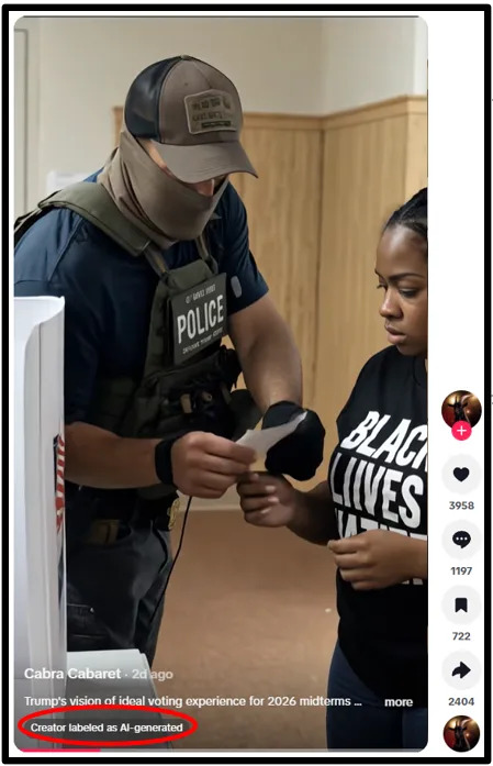 Fact Check: Viral Video of Masked Officers in Polling Place Likely an AI-Generated Deepfake