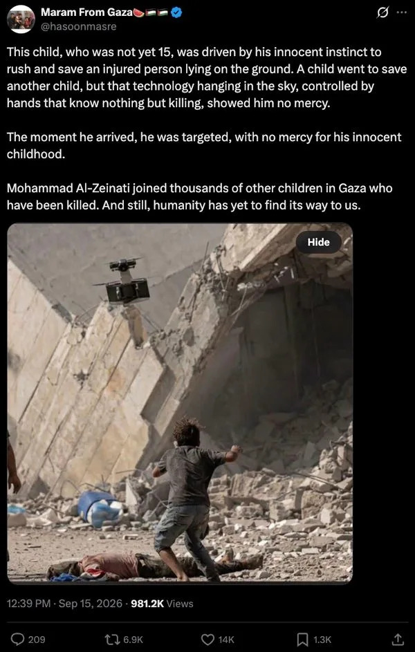 AI-Enhanced Stills Derived From Authentic Gaza Video Show Child Moments Before Deadly Strike