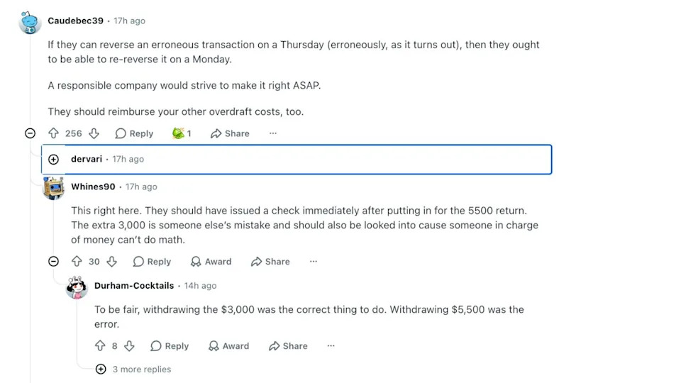Employee Says Payroll Reversal Left Her $3,200 Overdrawn After Reporting $3,000 Overpayment