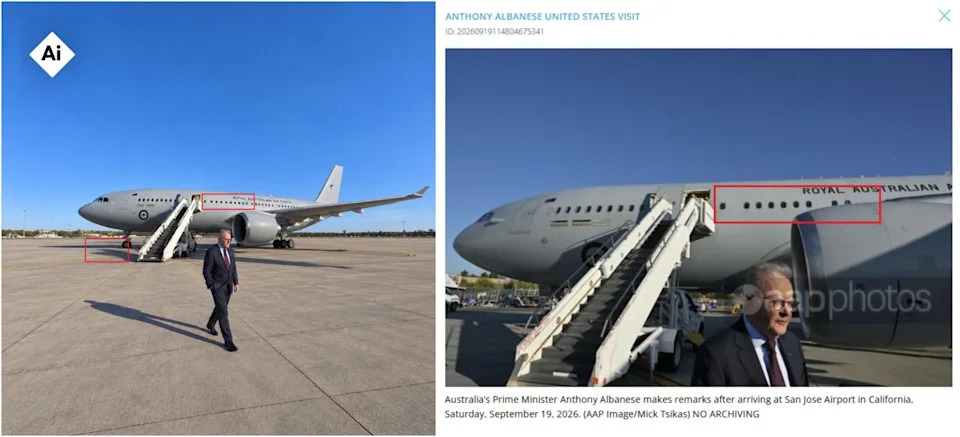 AI-Generated Image Falsely Shows Australia PM Alone On San Jose Tarmac — Verification Finds SynthID Watermark
