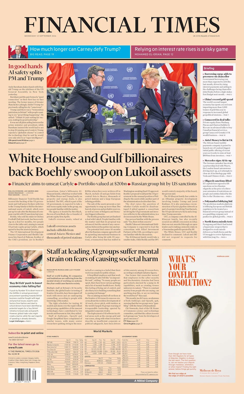 Burnham Meets Trump: Chagos Deal In Doubt as El Niño Death Toll Warning Dominates Front Pages
