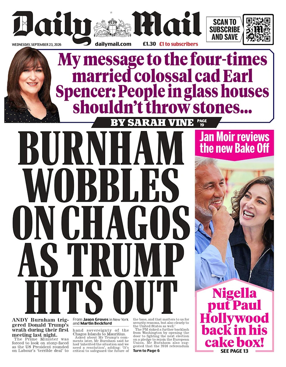 Burnham Meets Trump: Chagos Deal In Doubt as El Niño Death Toll Warning Dominates Front Pages