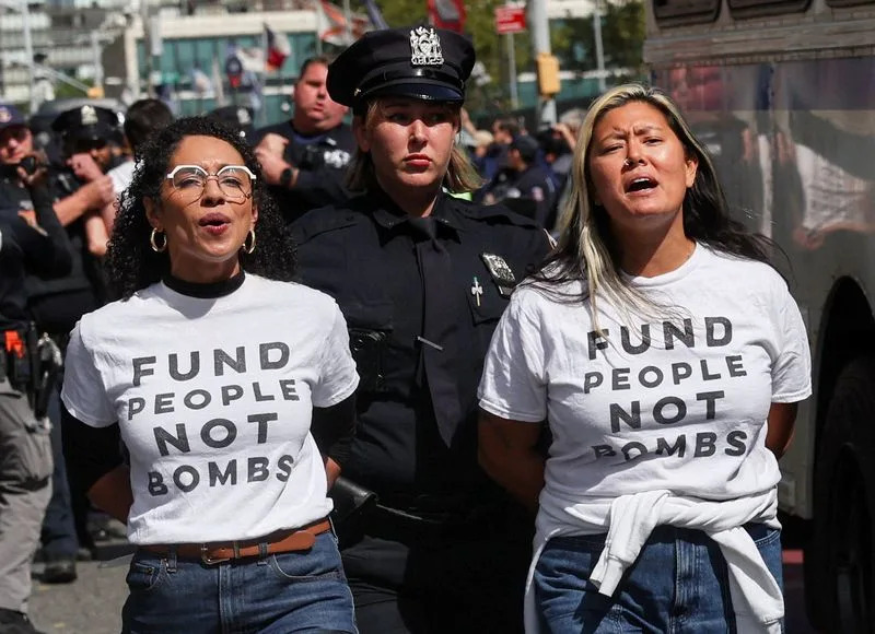 About 30 Detained as Actors and Politicians Protest Netanyahu Outside the UN