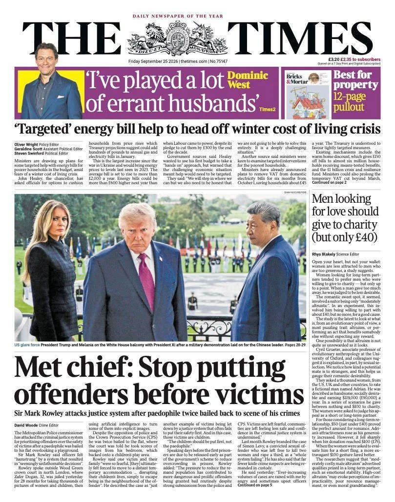 Front Pages: Xi Calls For Peaceful Coexistence; Fury vs Joshua Confirmed — NHS Under Severe Strain, Migrant Crossings And High-Profile Stories Dominate
