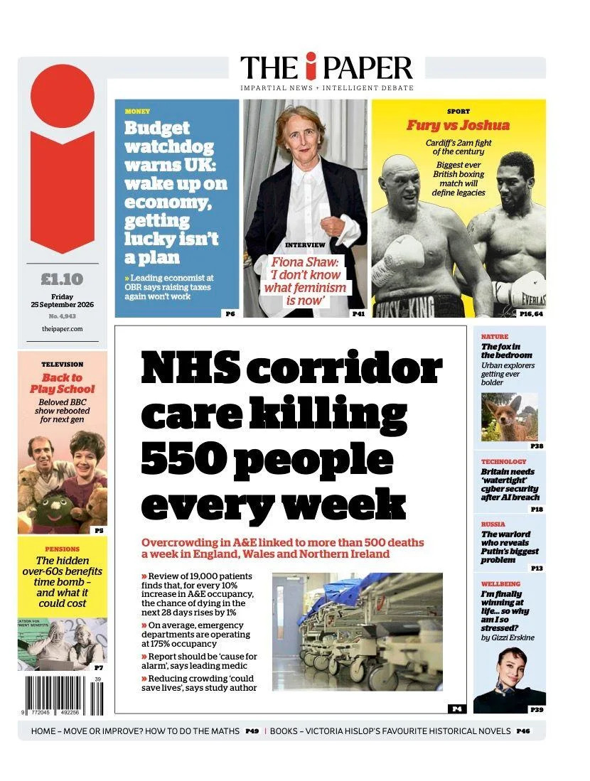Front Pages: Xi Calls For Peaceful Coexistence; Fury vs Joshua Confirmed — NHS Under Severe Strain, Migrant Crossings And High-Profile Stories Dominate