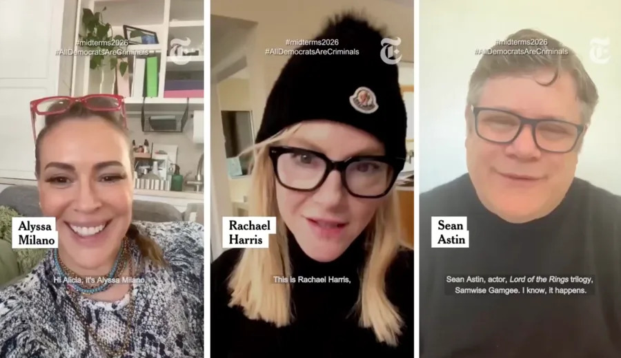 Fact Check: Viral Clips Falsely Portray Alyssa Milano, Rachael Harris and Sean Astin Backing “All Democrats Are Criminals” — Not From The New York Times