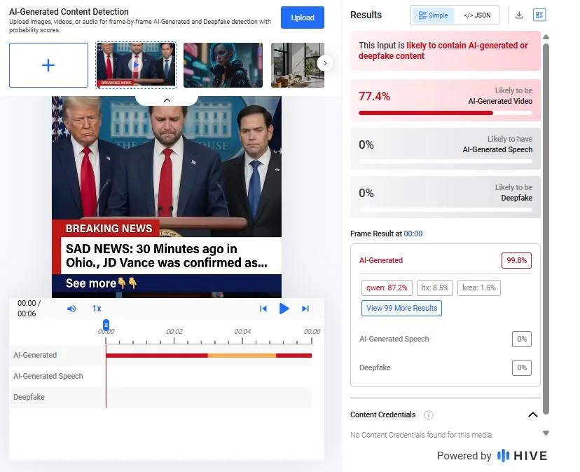 Fact Check: Viral 'Sad News — 30 Minutes Ago in Ohio' JD Vance Clip Is AI-Generated Clickbait