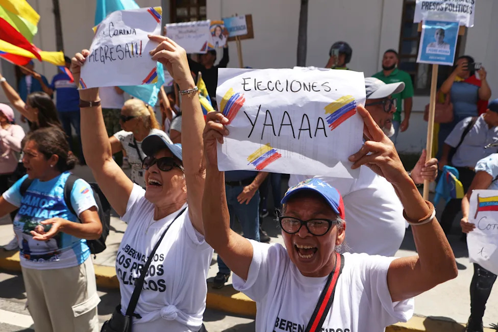 Venezuelans Rally Demanding Maria Corina Machado’s Safe Return and Fresh Presidential Vote