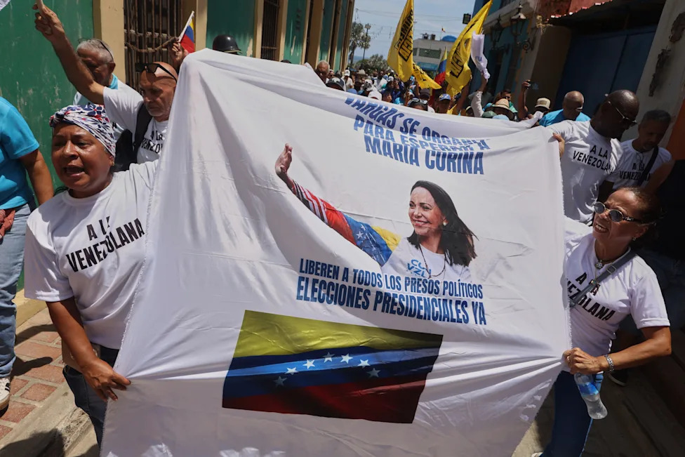 Venezuelans Rally Demanding Maria Corina Machado’s Safe Return and Fresh Presidential Vote