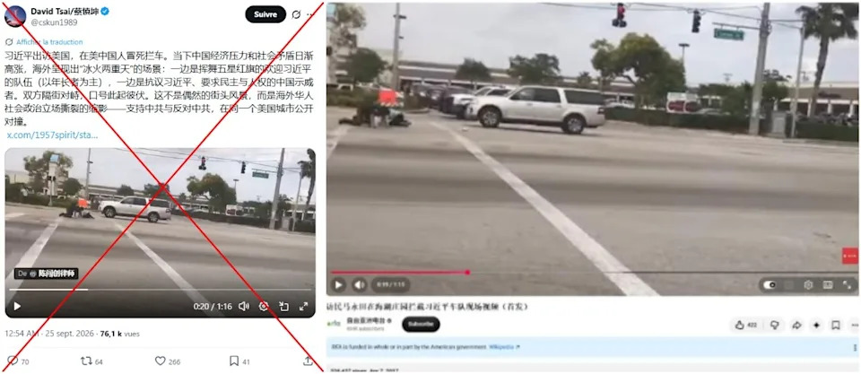 Old 2017 Protest Video Misrepresented As Footage From Xi Jinping's 2026 US Visit