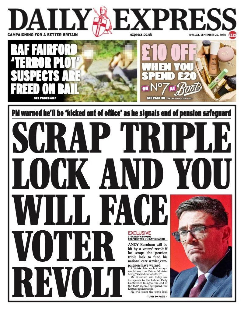 PM Signals Review Of Pension 'Triple Lock' As RAF Fairford Arrests Raise Security Questions