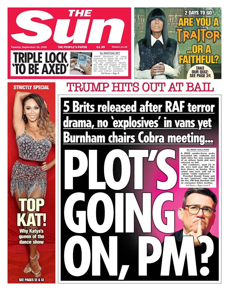 PM Signals Review Of Pension 'Triple Lock' As RAF Fairford Arrests Raise Security Questions