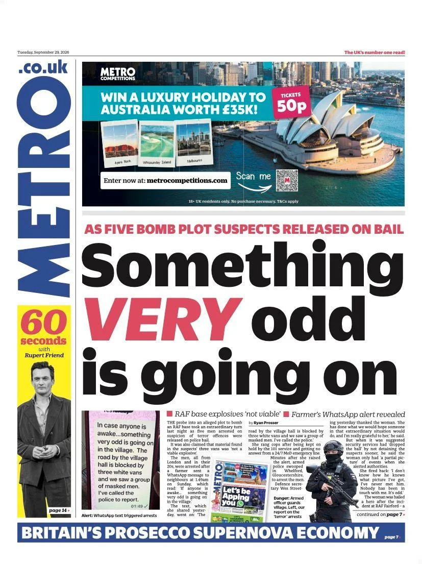 PM Signals Review Of Pension 'Triple Lock' As RAF Fairford Arrests Raise Security Questions