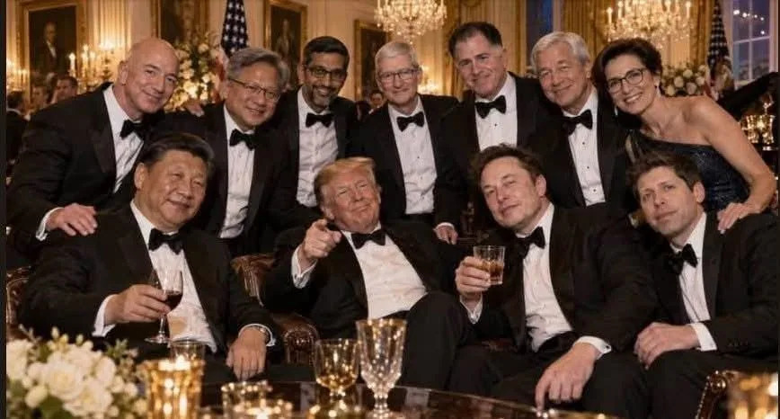 Fact Check: Photo Of Trump, Xi And Tech CEOs Toasting Is AI-Generated, Not Real