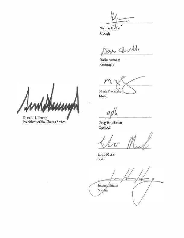 Trump Signs White House AI Accord — Misspells 'United States' on Signed Document