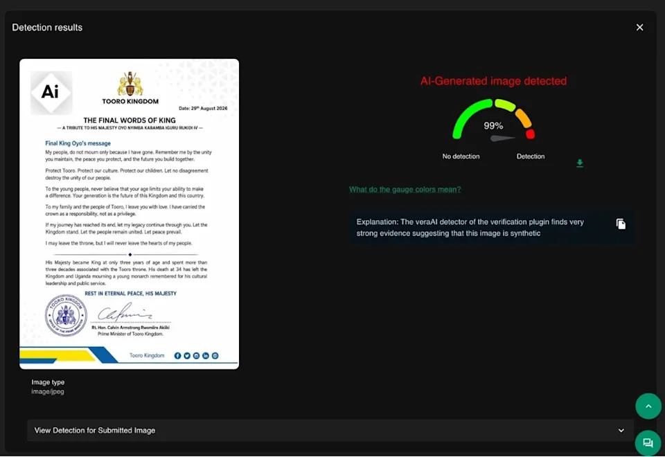 Fake AI Statement and Recycled Videos Cloud Coverage of Tooro King Oyo’s Death and Succession