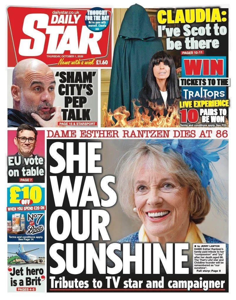 Chaos Aboard Flydubai Flight: Passengers Subdue Alleged Attacker After Captain Stabbed — UK Front Pages Also Honor Dame Esther Rantzen