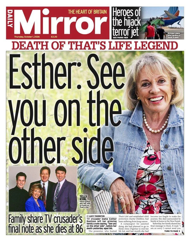 Chaos Aboard Flydubai Flight: Passengers Subdue Alleged Attacker After Captain Stabbed — UK Front Pages Also Honor Dame Esther Rantzen