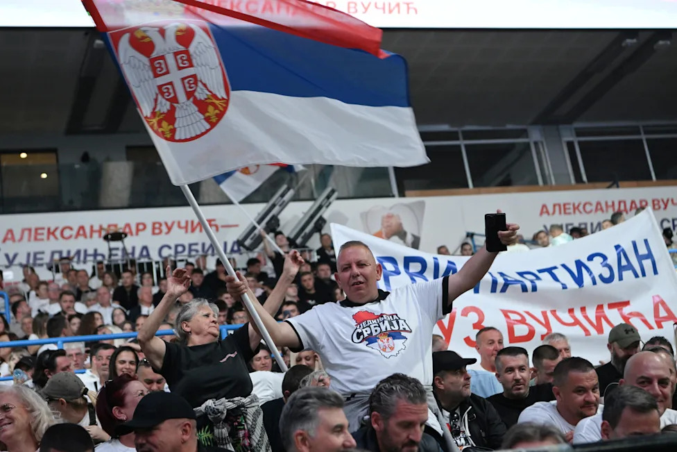 Thousands Rally in Belgrade Arena as Aleksandar Vucic Launches Bid for Prime Minister Ahead of Oct. 25 Vote