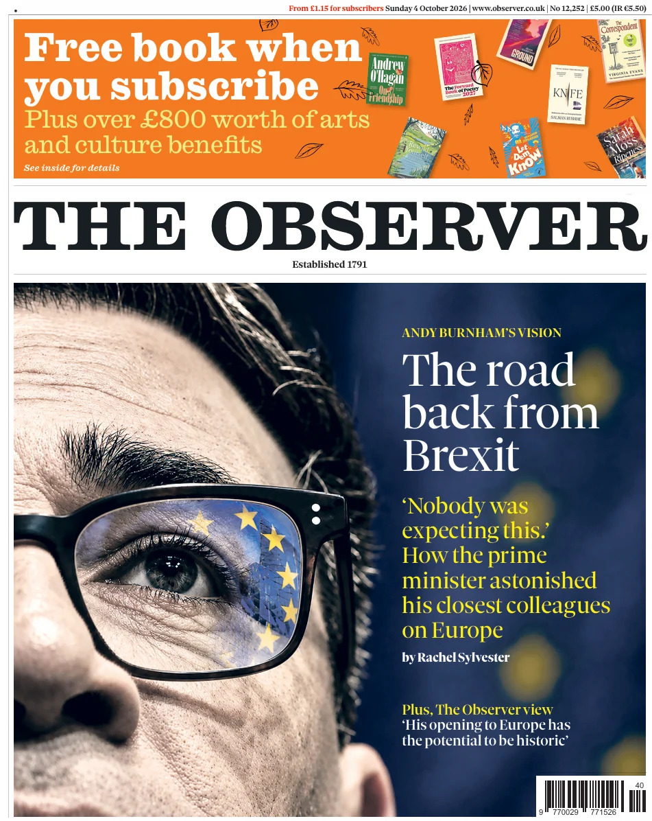 Weekend Front Pages: Burnham’s EU Overture, Jury Trial U‑Turn, Manchester Terror Case and Flydubai Hijack Revelations