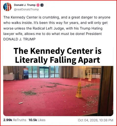 Democrats Say DOJ Withheld 'Core Financial' Records as Trump Calls Kennedy Center 'A Great Danger'